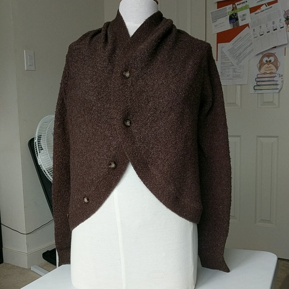 BCBG MazAzria Brown button down Knit Caridigan
